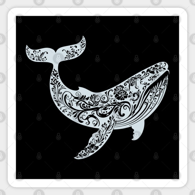 Floral Whale – Majestic Ocean-Inspired Art Sticker by TuncGK